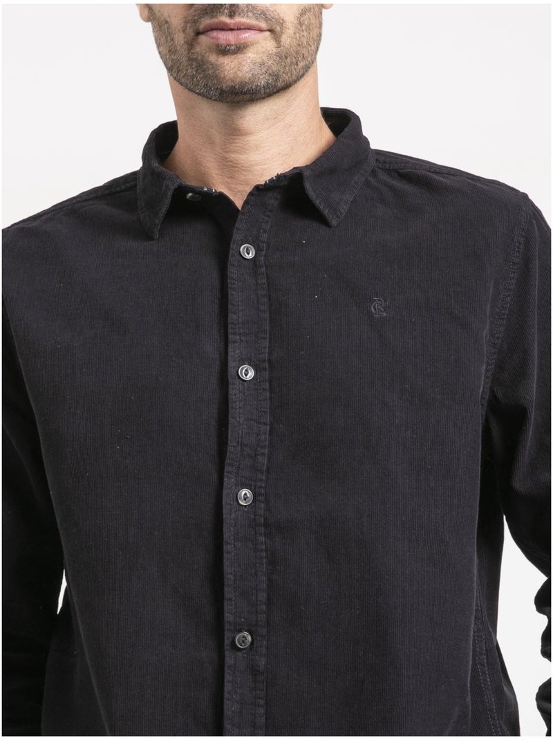 Camicia maniche lunghe velluto a coste TOROLD Nero - Kiabi