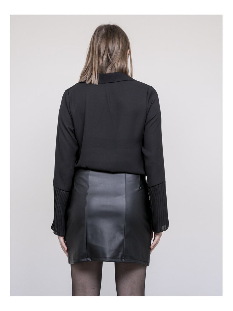 Camicia maniche plissettate OVIDE Nero - Kiabi