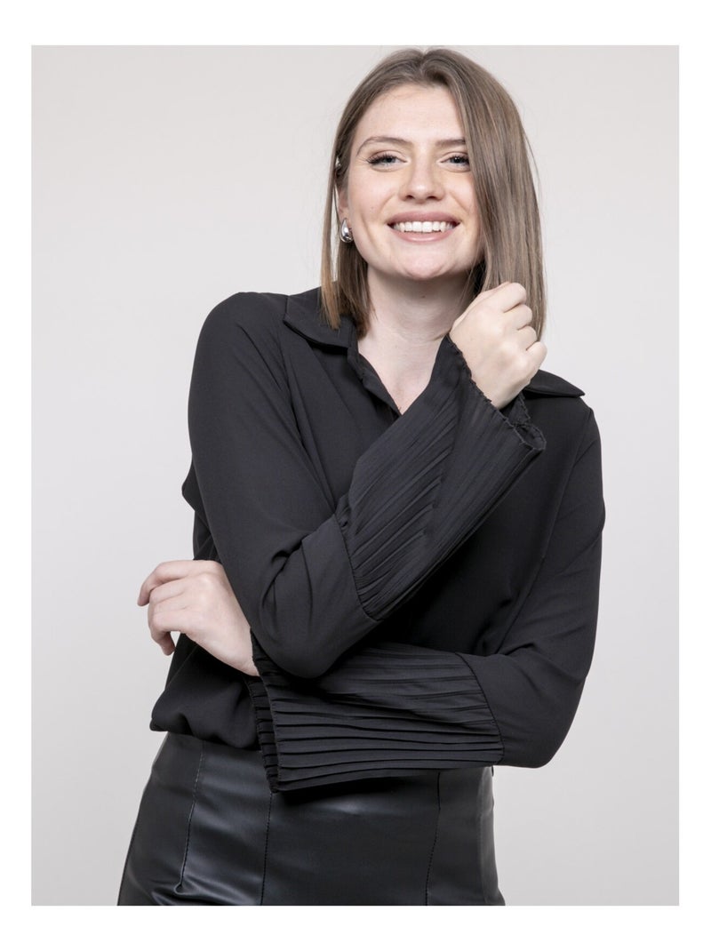 Camicia maniche plissettate OVIDE Nero - Kiabi