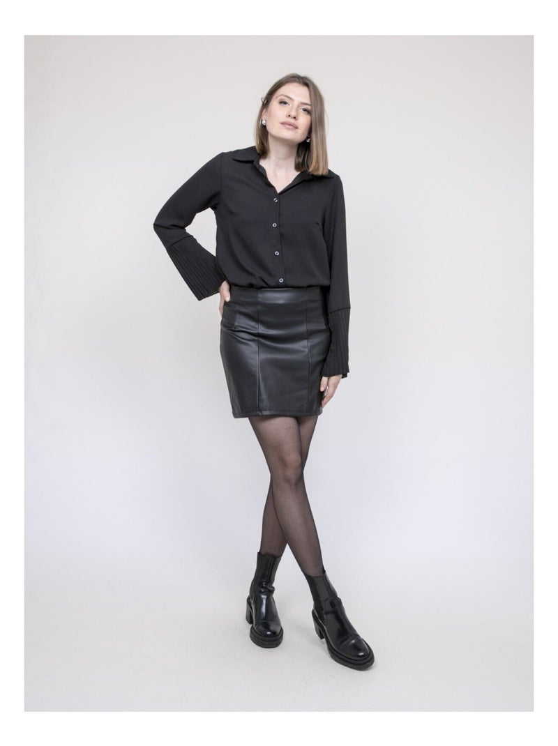 Camicia maniche plissettate OVIDE Nero - Kiabi