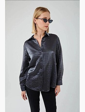 Camicia metallizzata con bottoni e maniche lunghe mixray