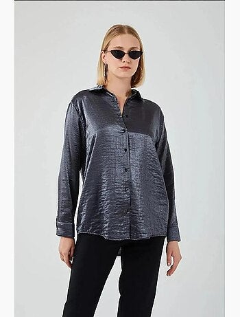Camicia metallizzata con bottoni e maniche lunghe mixray