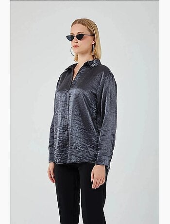 Camicia metallizzata con bottoni e maniche lunghe mixray