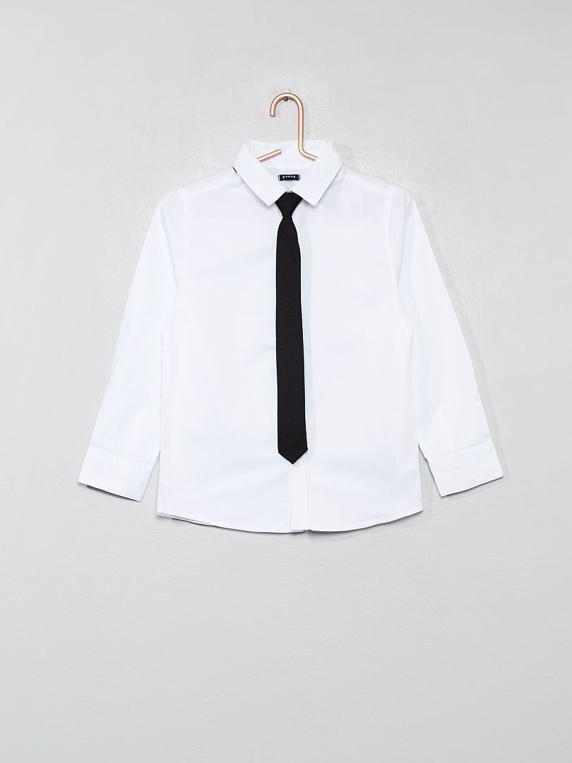 Camicia micro motivi + cravatta Bianco - Kiabi