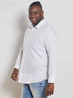 Taglie forti Uomo - Camicia micro motivi puro cotone - Kiabi