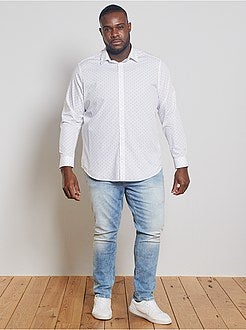 Taglie forti Uomo - Camicia micro motivi puro cotone - Kiabi