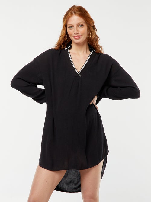 Camicia midi da mare lunga con scollo ricamato - Kiabi