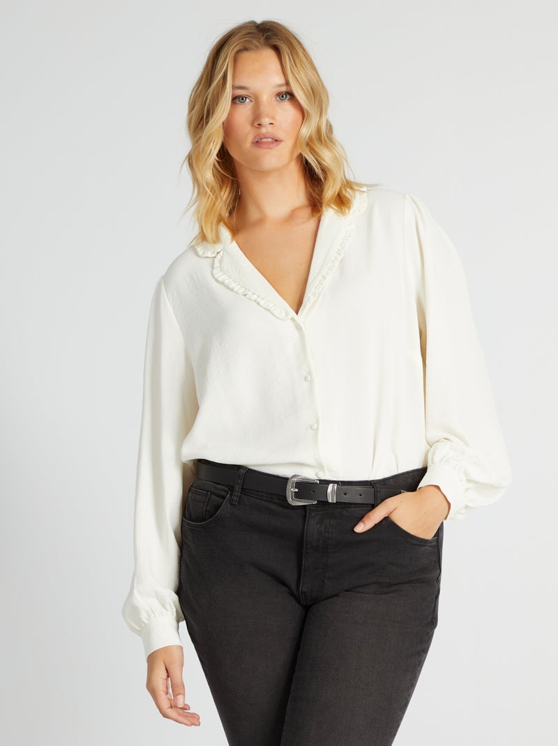 Camicia morbida con revers BIANCO - Kiabi