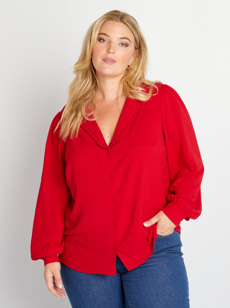 Camicia morbida con revers ROSSO - Kiabi