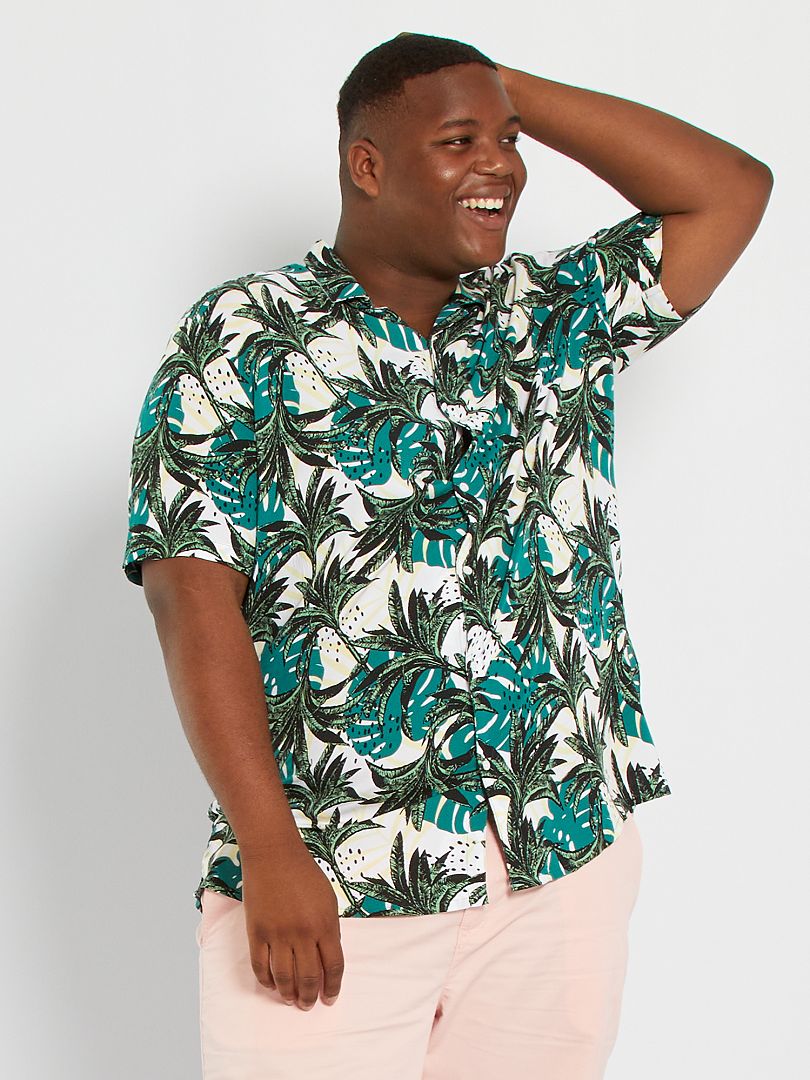 Camicia morbida con stampa tropicale BIANCO - Kiabi