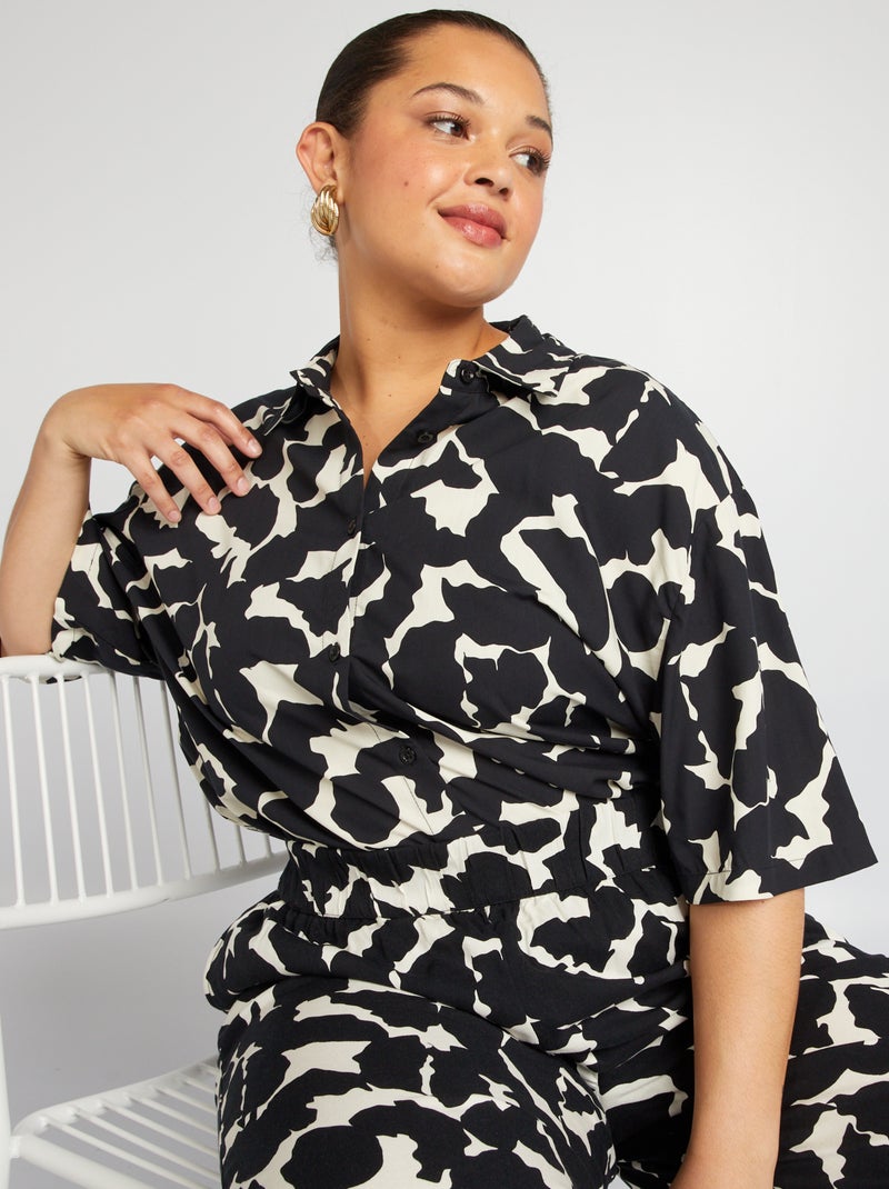 Camicia Estiva Donna In Raso - Maniche Corte, Scollo A V, Casual Da Ufficio - Foto 3