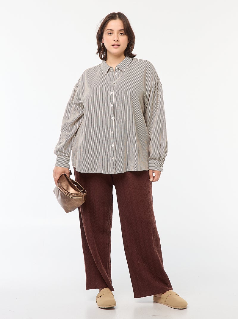 Camicia morbida in misto lino Beige - Kiabi