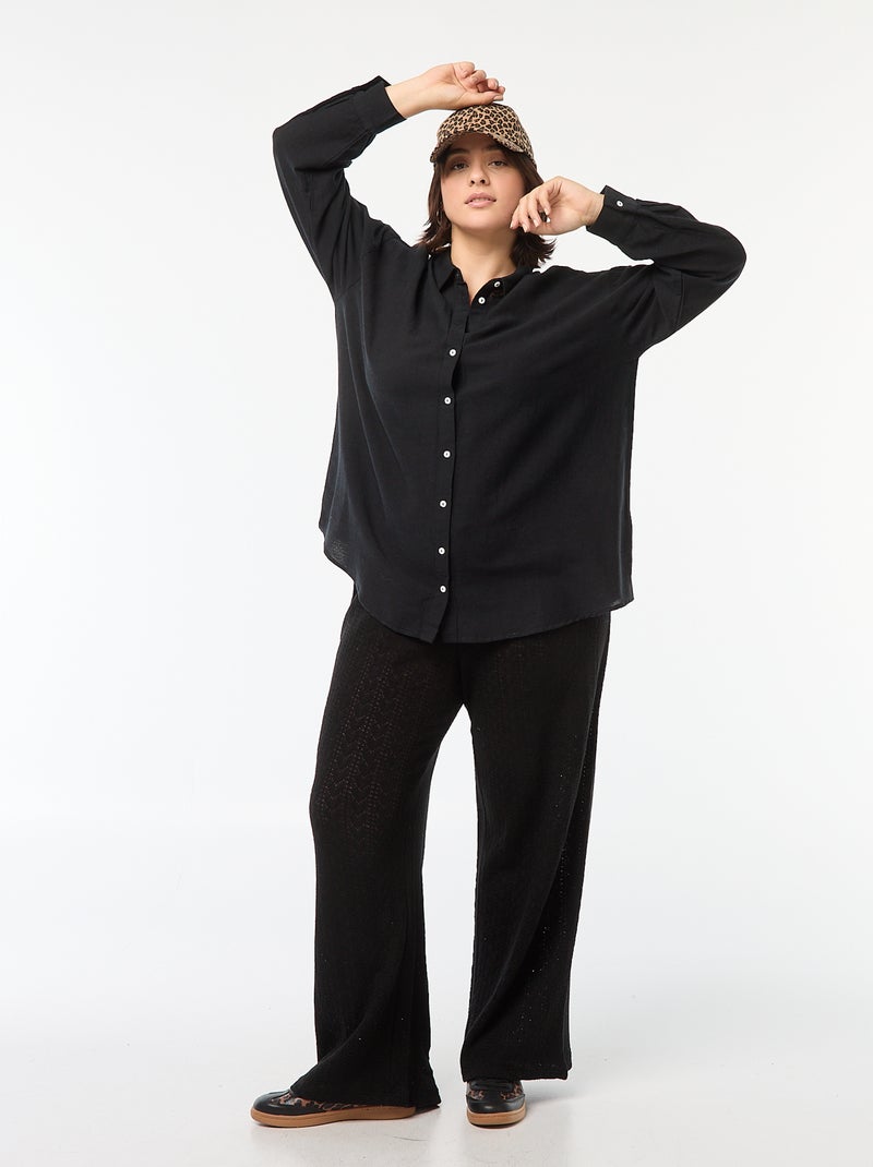 Camicia morbida in misto lino nero - Kiabi