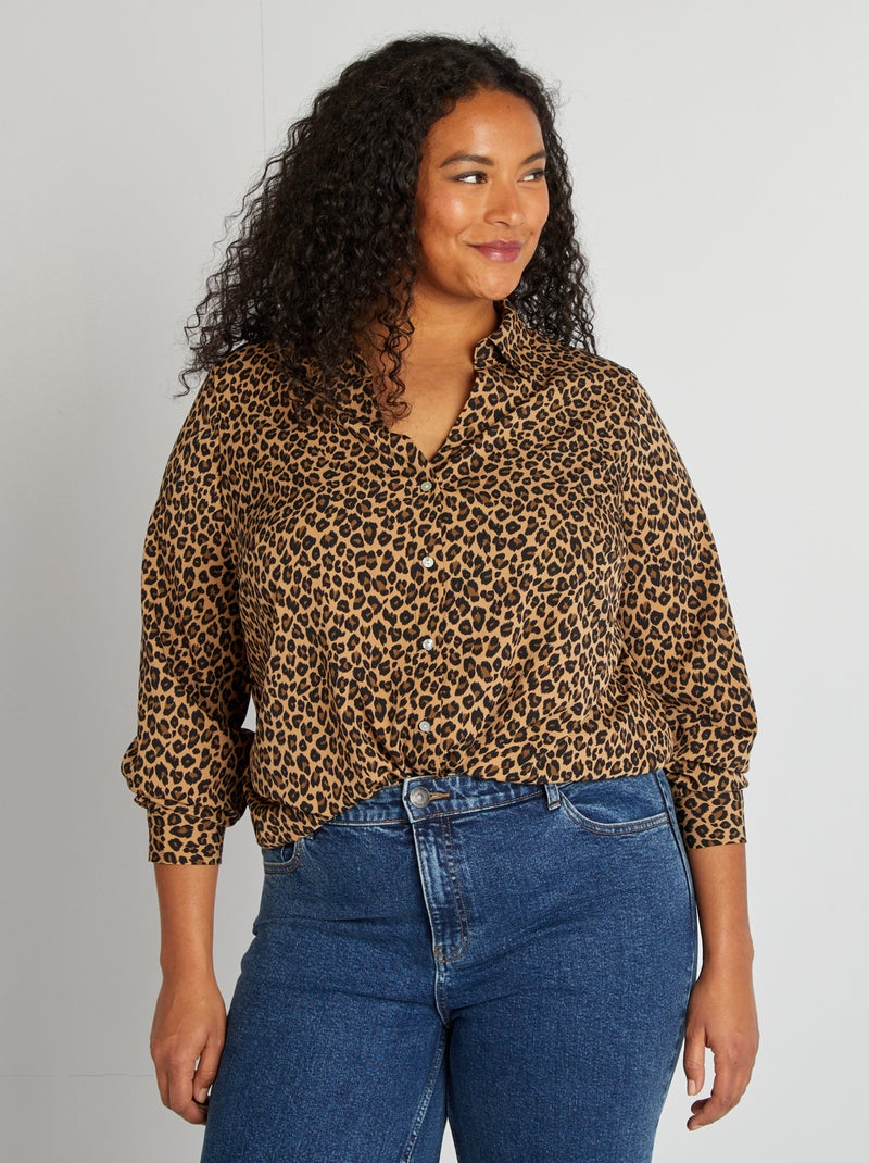 Camicia morbida in tessuto crêpe BEIGE - Kiabi