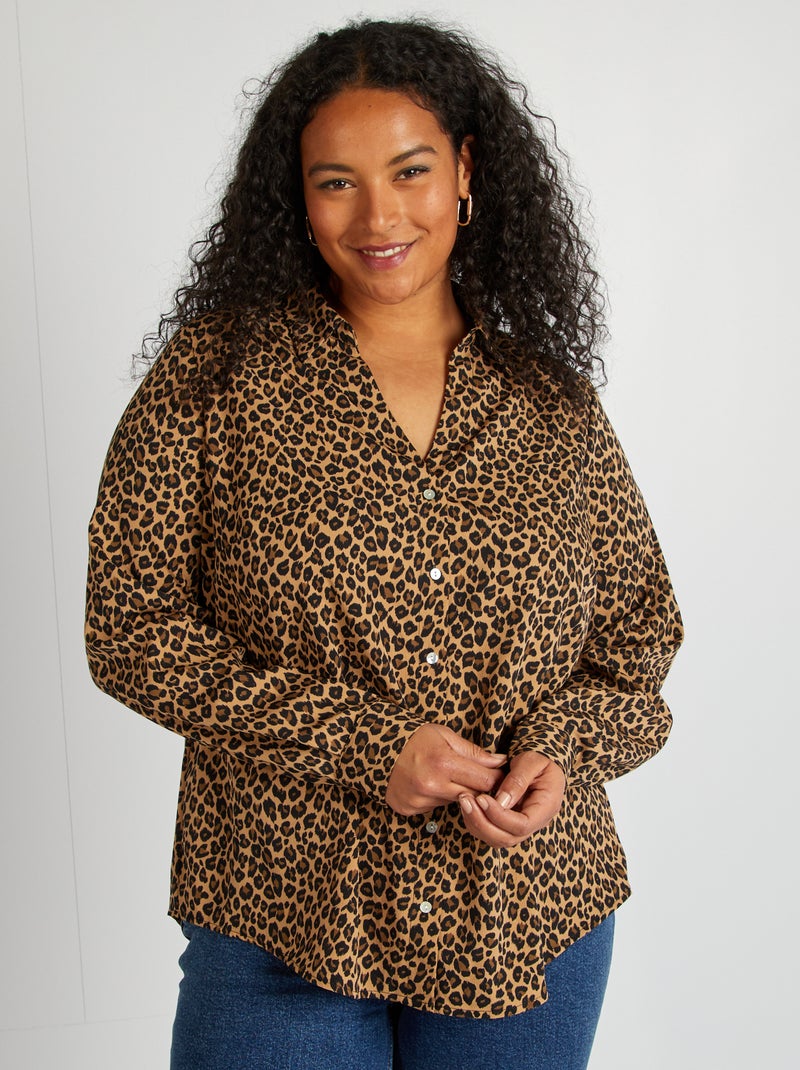 Camicia morbida in tessuto crêpe BEIGE - Kiabi