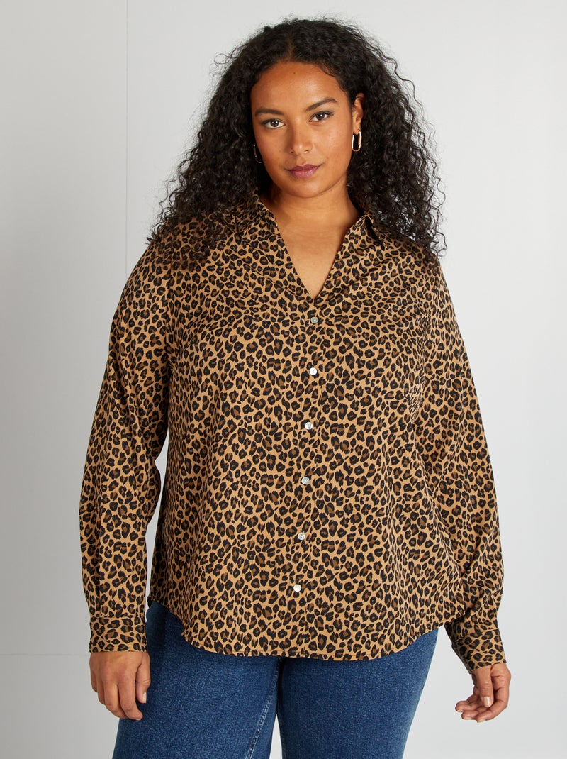 Camicia morbida in tessuto crêpe BEIGE - Kiabi