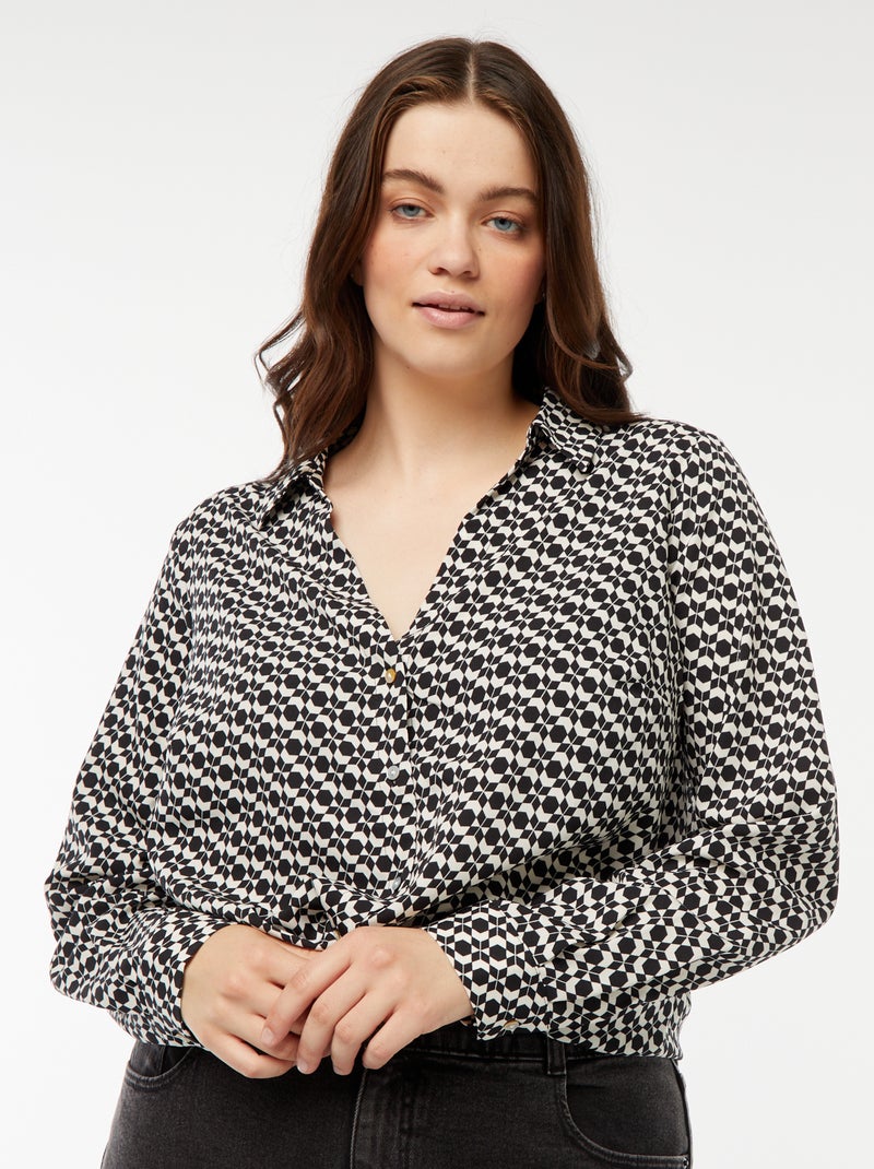 Camicia morbida in tessuto crêpe Beige - Kiabi