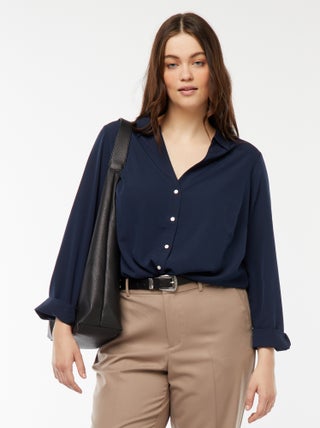 Camicia morbida in tessuto crêpe