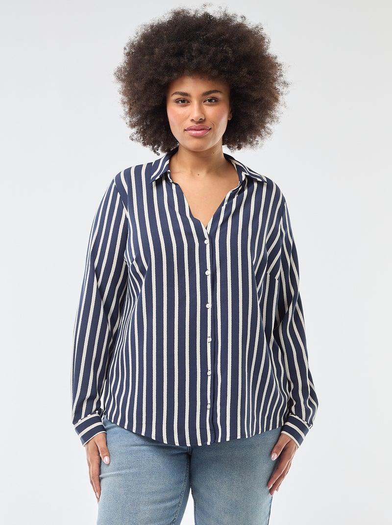 Camicia morbida in tessuto crêpe Blu - Kiabi