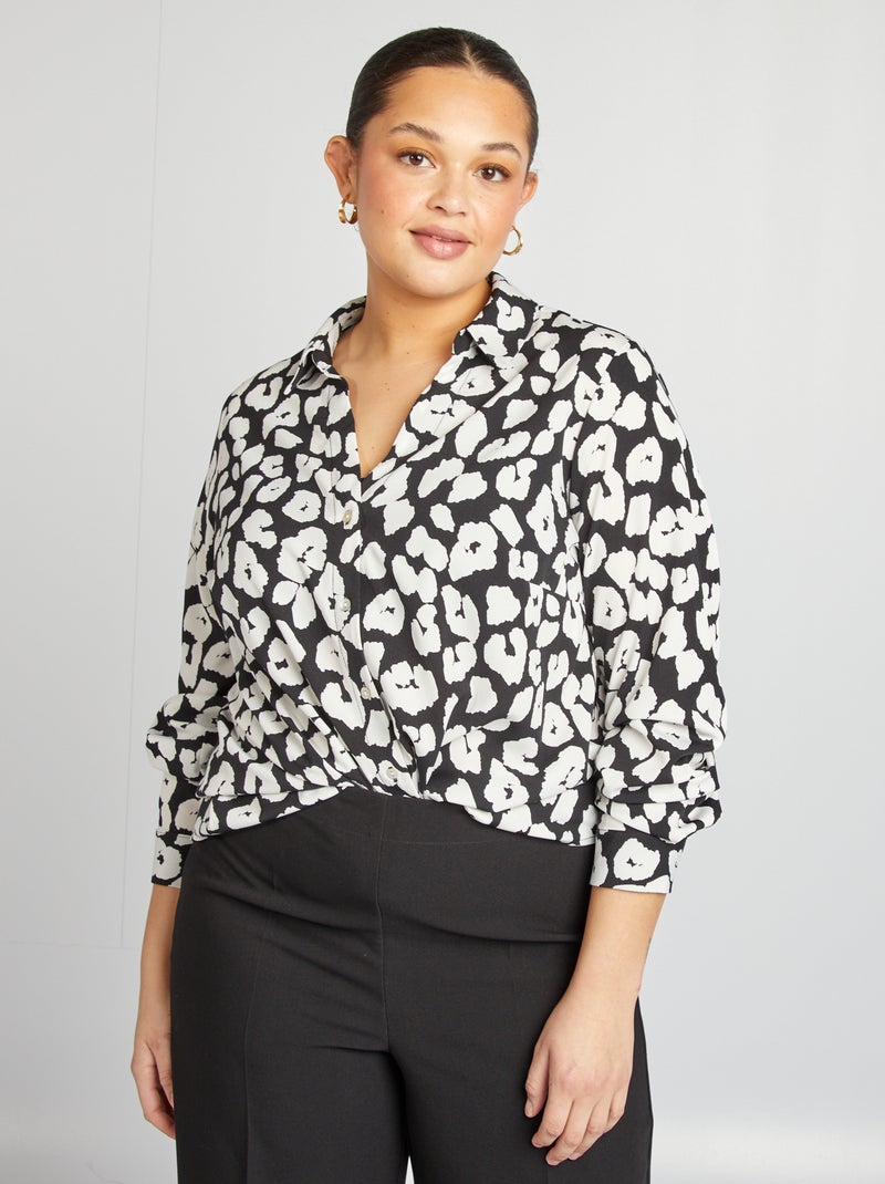 Camicia morbida in tessuto crêpe NERO - Kiabi