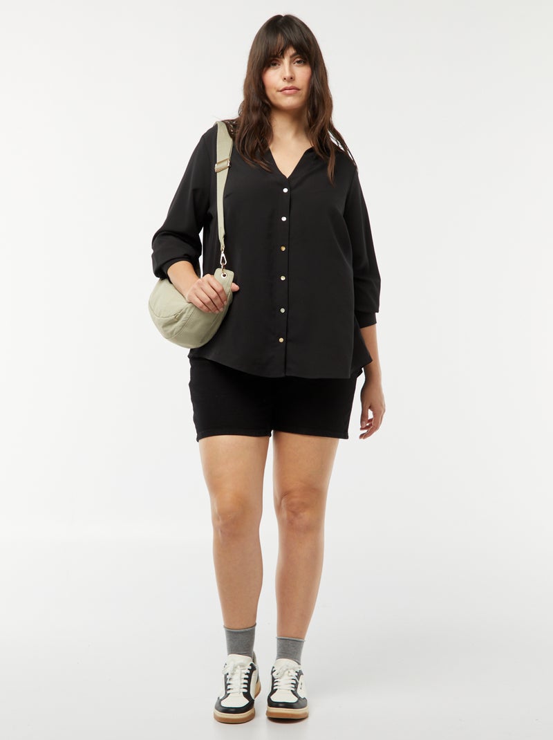 Camicia morbida in tessuto crêpe NERO - Kiabi
