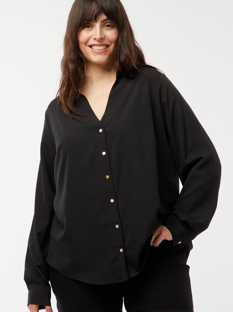 Camicia morbida in tessuto crêpe NERO - Kiabi