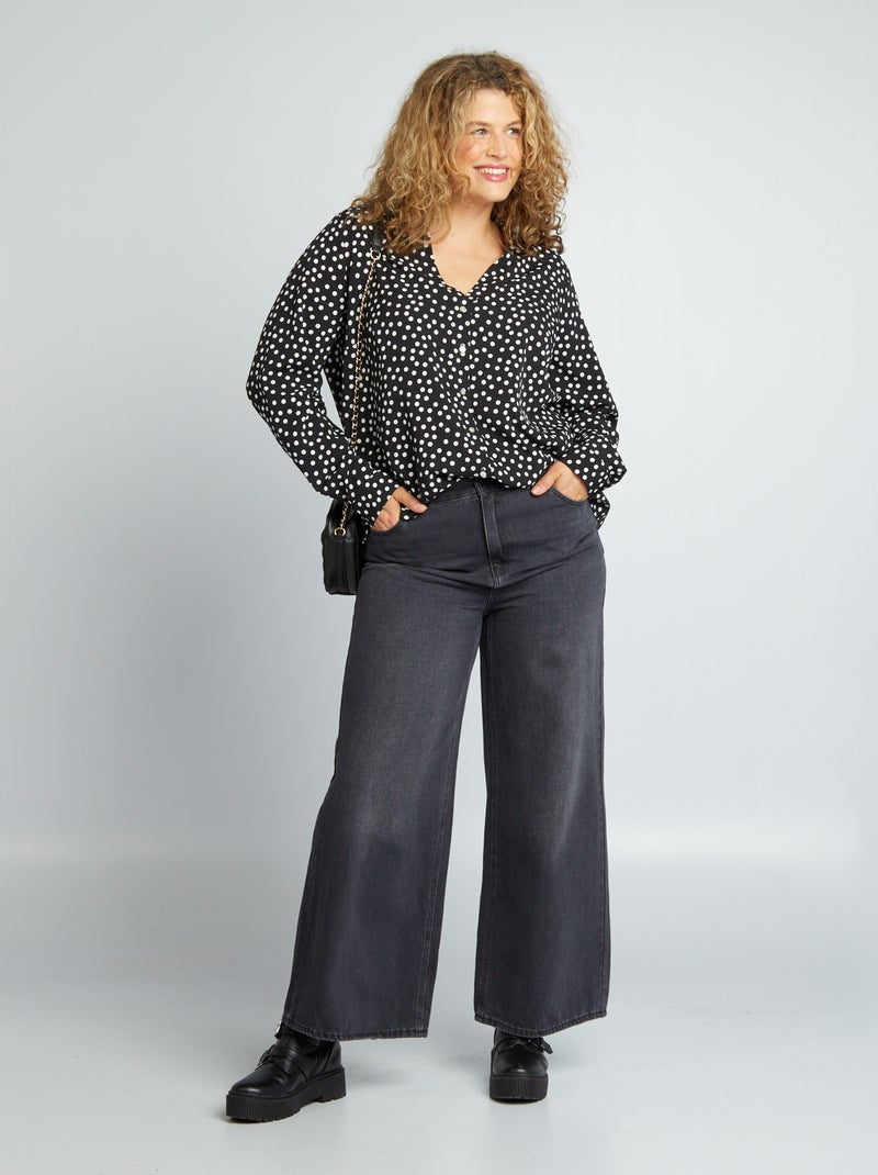 Camicia morbida in tessuto crêpe NERO - Kiabi