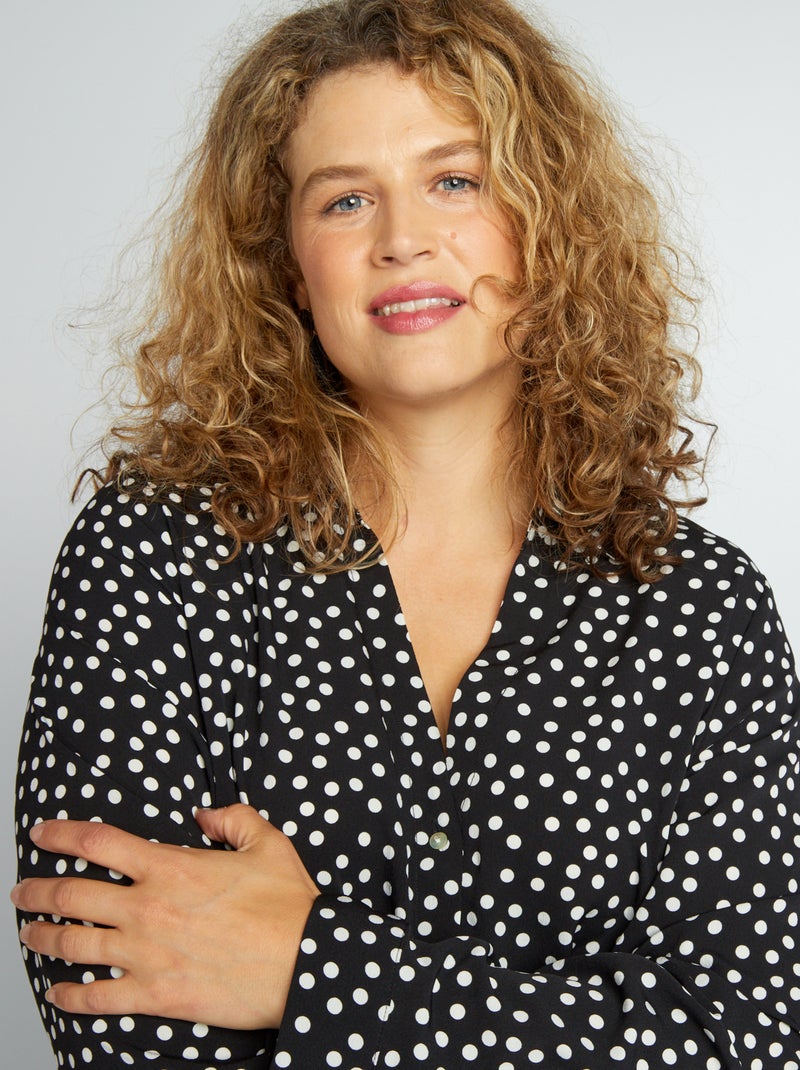 Camicia morbida in tessuto crêpe NERO - Kiabi