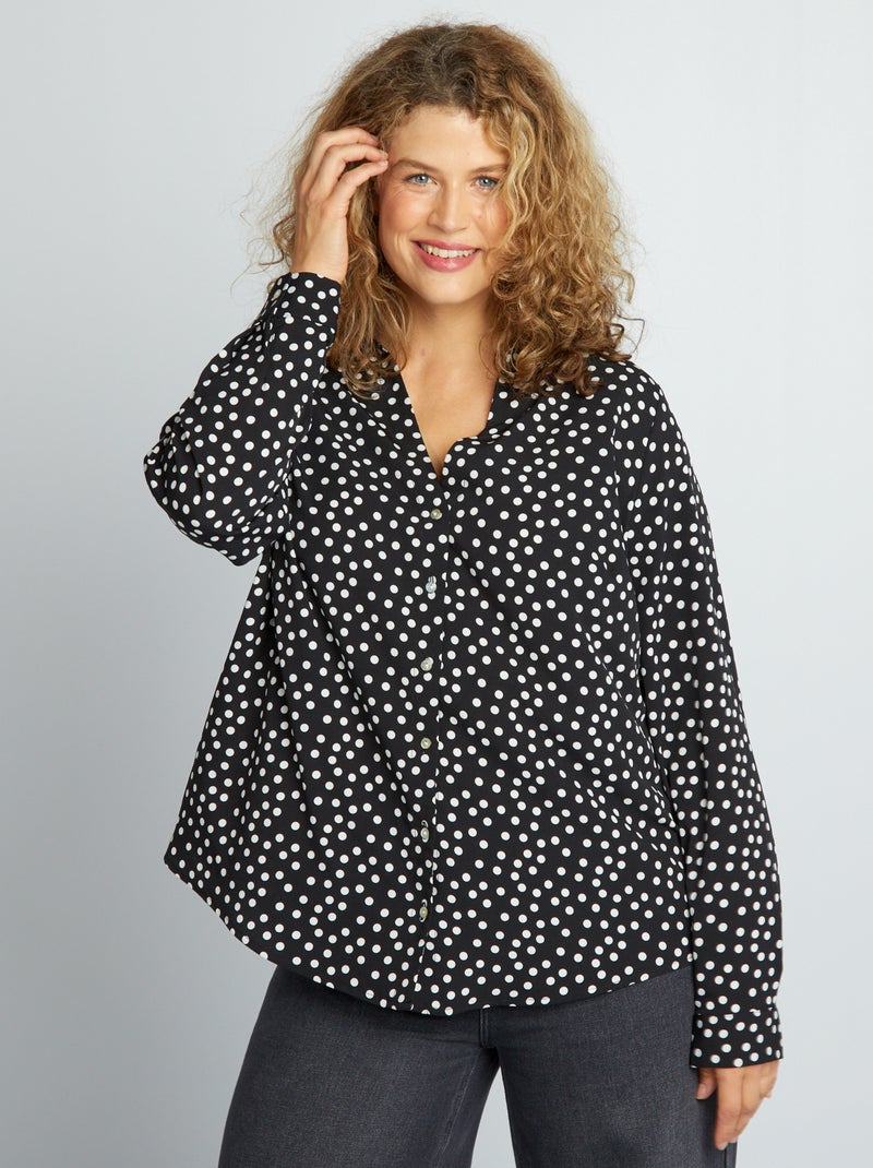 Camicia morbida in tessuto crêpe NERO - Kiabi