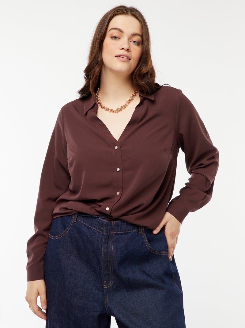 Camicia morbida in tessuto crêpe Viola - Kiabi