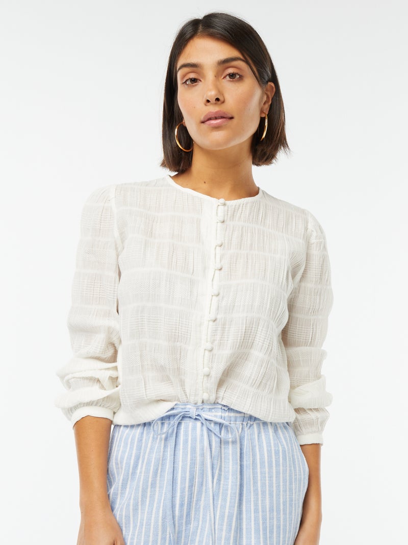 Camicia morbida in tessuto fantasia Beige - Kiabi