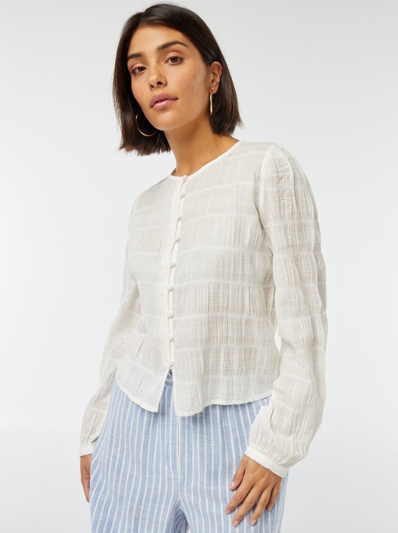 Camicia morbida in tessuto fantasia Beige - Kiabi