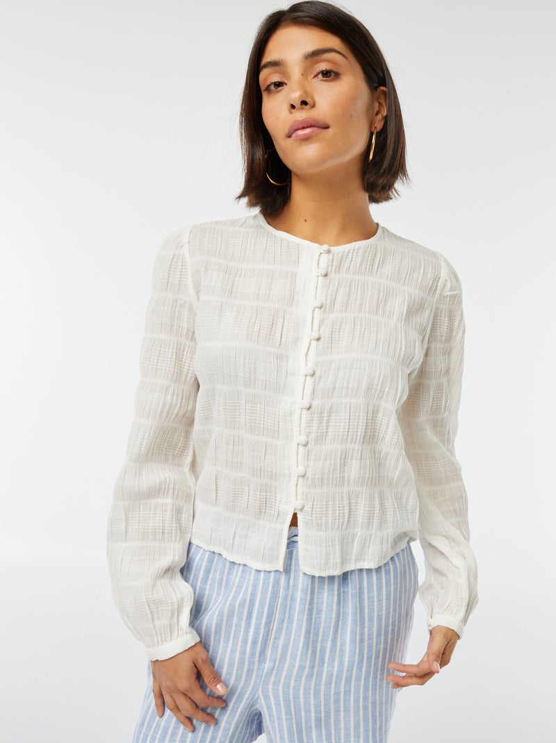 Camicia morbida in tessuto fantasia Beige - Kiabi