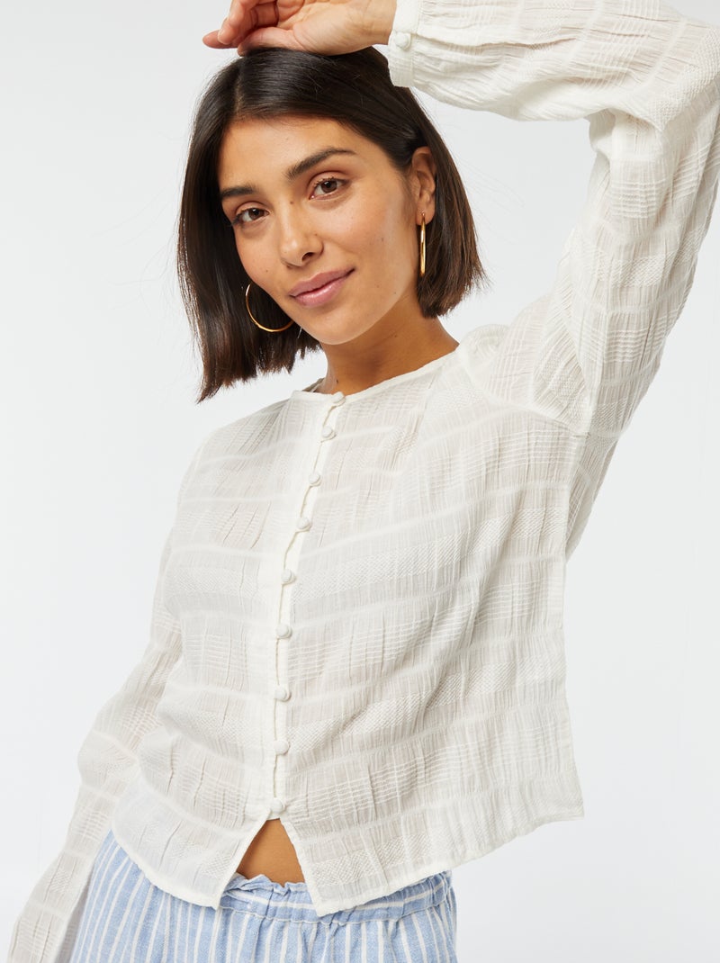 Camicia morbida in tessuto fantasia Beige - Kiabi