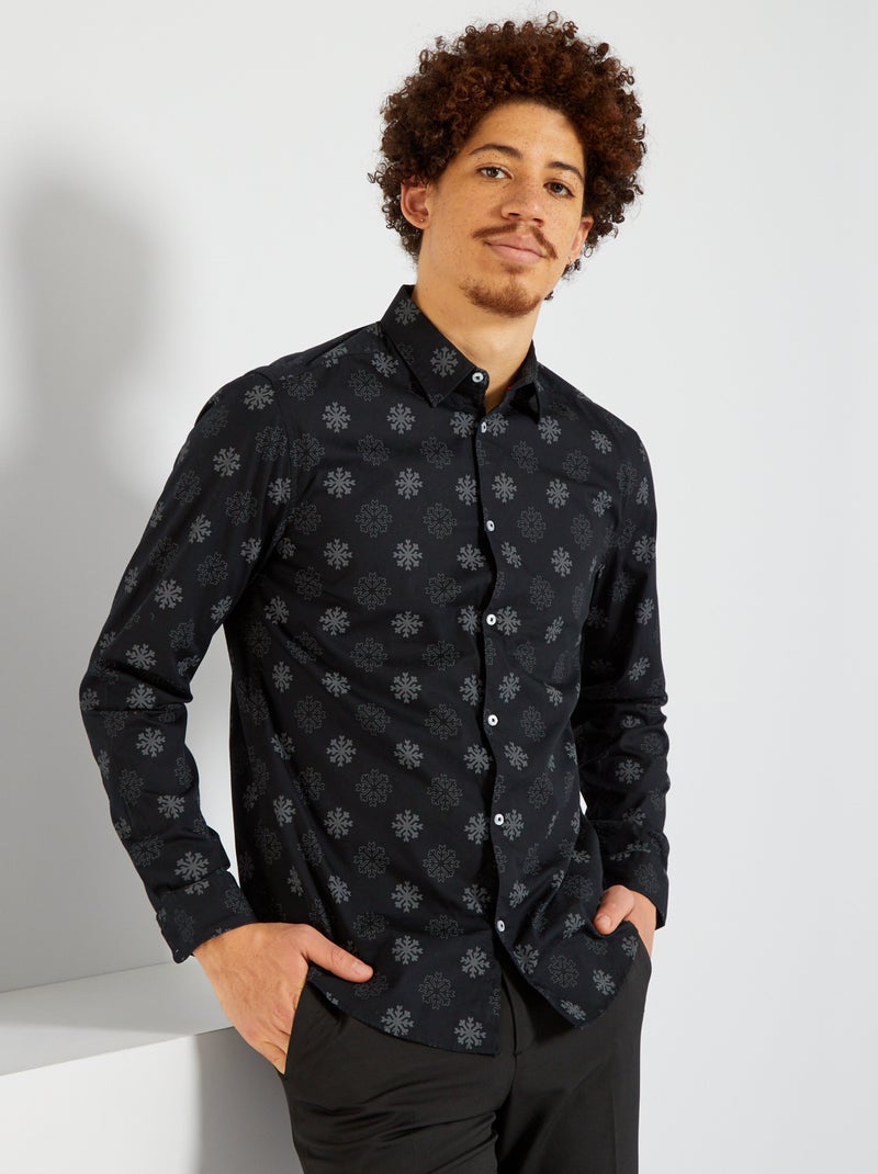 Camicia 'Natale' in popelin NERO - Kiabi