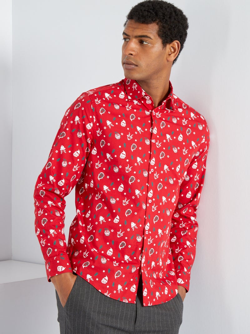 Camicia 'Natale' in popelin ROSSO - Kiabi