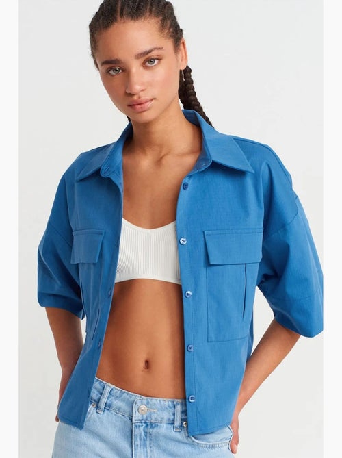 Camicia overshirt in crepe cropped oversize dilvin - Kiabi Camicia overshirt in crepe cropped oversize dilvin - Kiabi