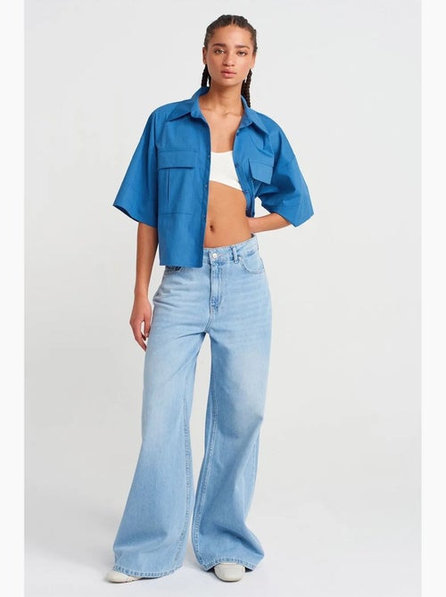 Camicia overshirt in crepe cropped oversize dilvin - Kiabi Camicia overshirt in crepe cropped oversize dilvin - Kiabi