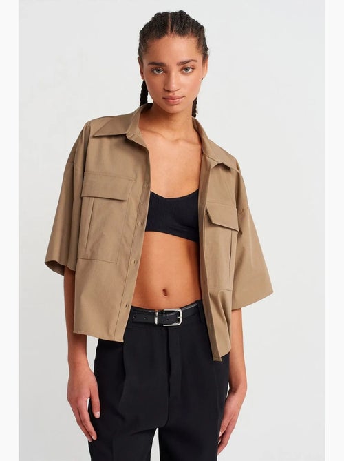 Camicia overshirt in crepe cropped oversize dilvin - Kiabi Camicia overshirt in crepe cropped oversize dilvin - Kiabi