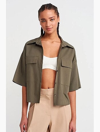 Camicia overshirt in crepe cropped oversize dilvin