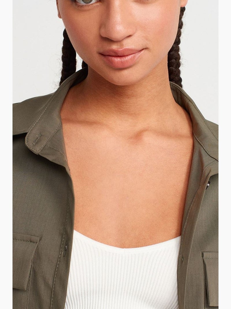 Camicia overshirt in crepe cropped oversize dilvin Verde kaki - Kiabi