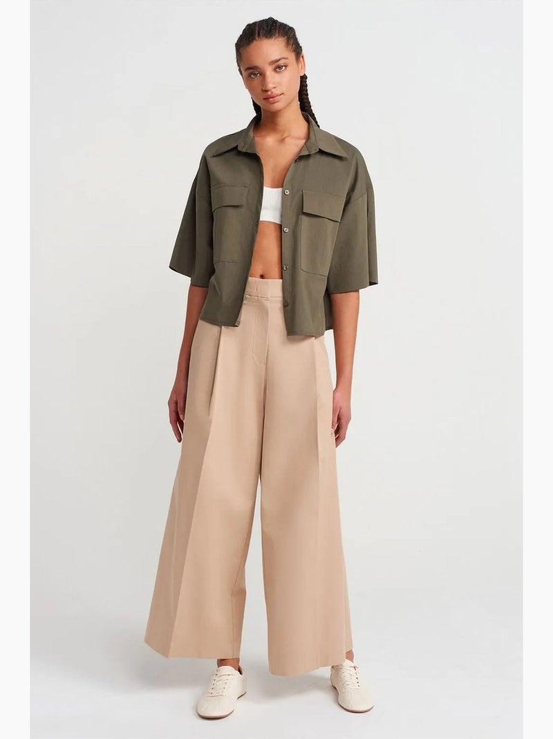 Camicia overshirt in crepe cropped oversize dilvin Verde kaki - Kiabi