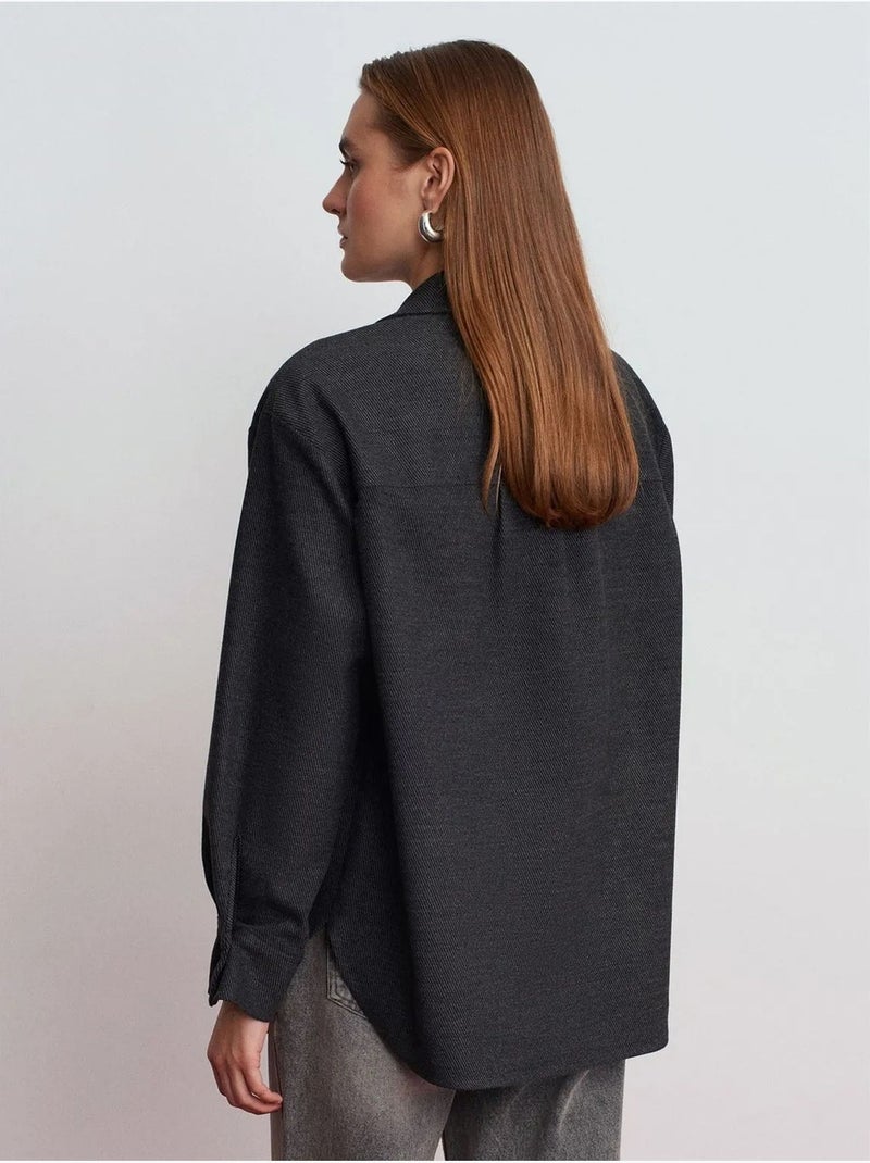 Camicia overshirt in maglia oversize a maniche lunghe dilvin Grigio scuro - Kiabi