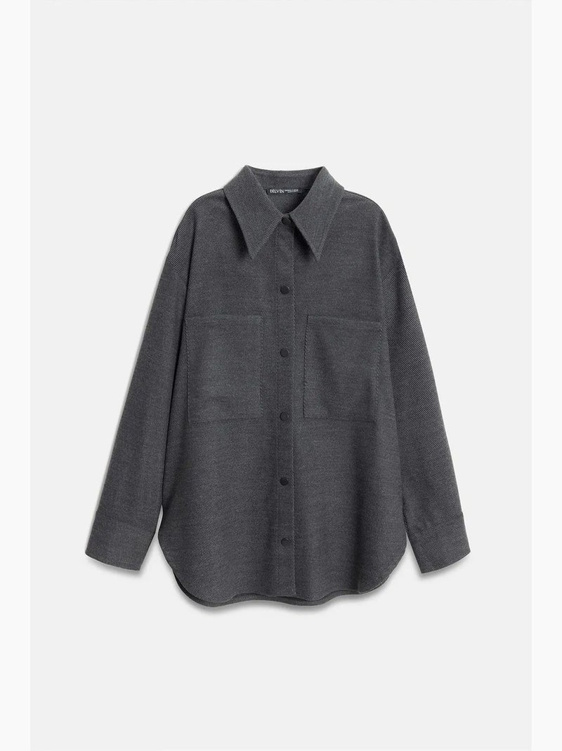 Camicia overshirt in maglia oversize a maniche lunghe dilvin Grigio scuro - Kiabi