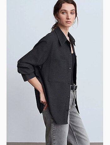 Camicia overshirt in maglia oversize a maniche lunghe dilvin