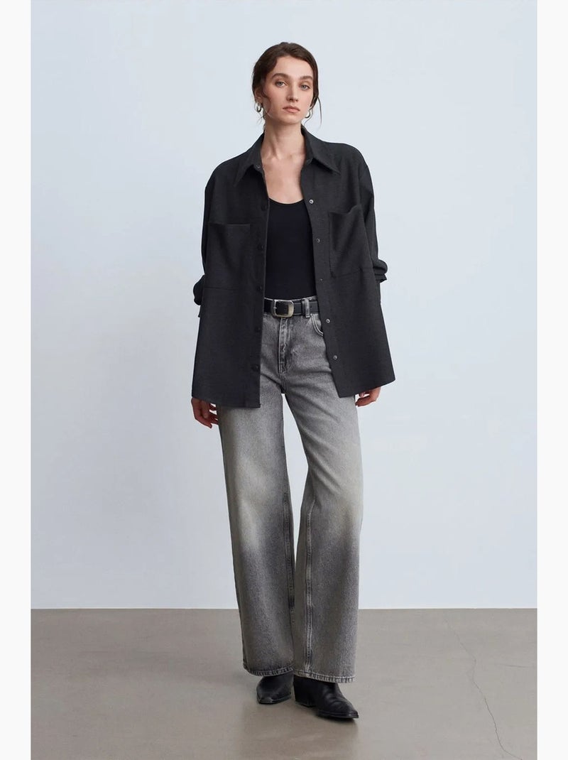 Camicia overshirt in maglia oversize a maniche lunghe dilvin Nero - Kiabi