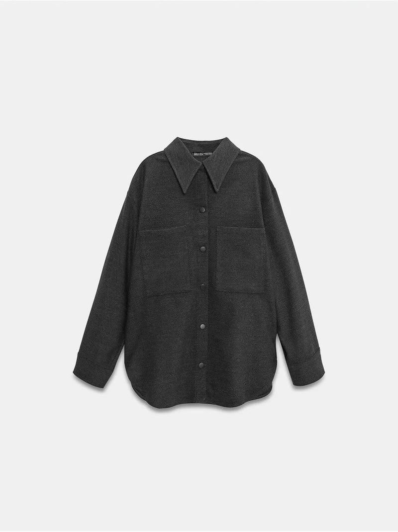 Camicia overshirt in maglia oversize a maniche lunghe dilvin Nero - Kiabi