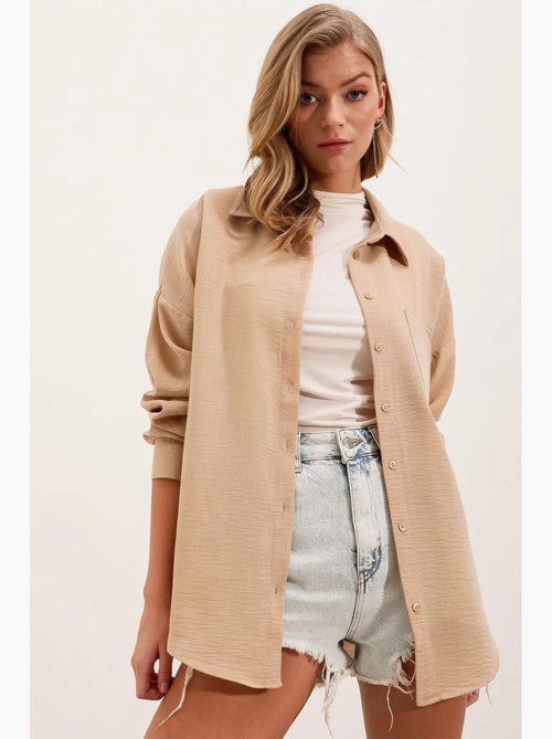 Camicia overshirt in misto lino con chiusura a bottoni bdart - Kiabi Camicia overshirt in misto lino con chiusura a bottoni bdart - Kiabi