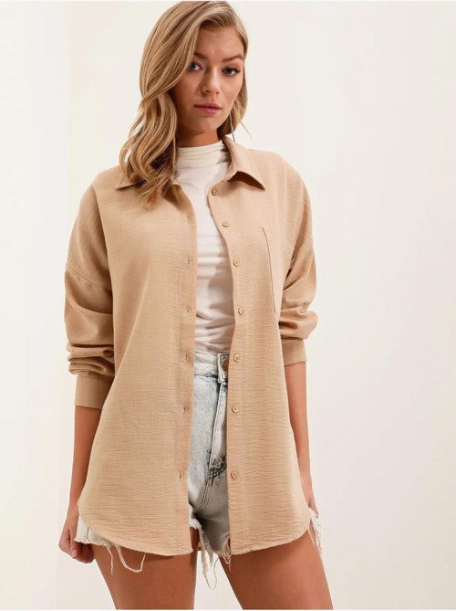 Camicia overshirt in misto lino con chiusura a bottoni bdart - Kiabi Camicia overshirt in misto lino con chiusura a bottoni bdart - Kiabi
