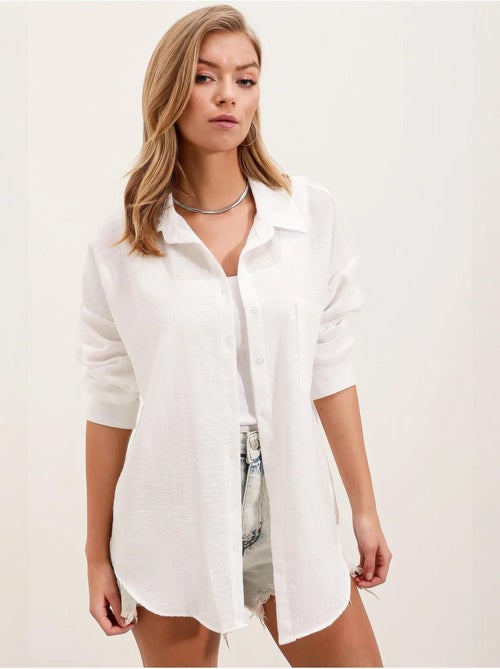 Camicia overshirt in misto lino con chiusura a bottoni bdart - Kiabi